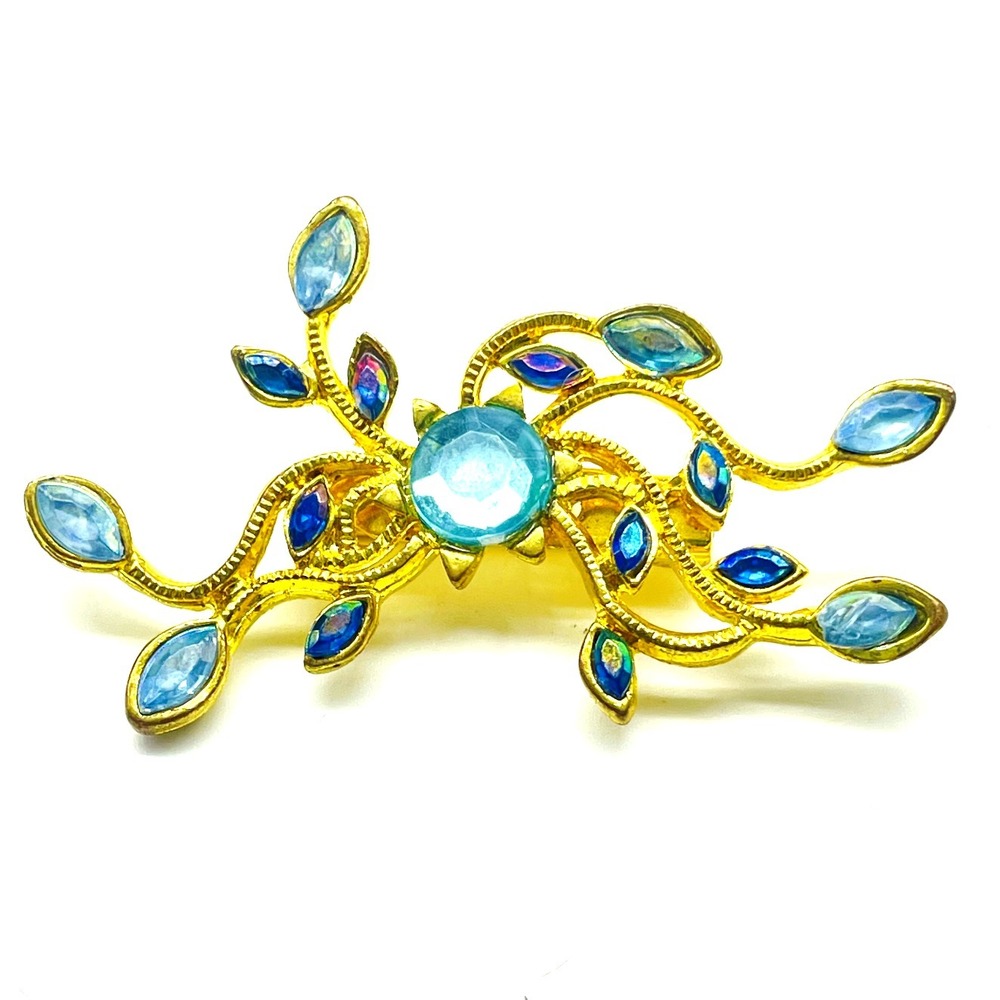 Sassy and Chic Turquoise Dreams Brooch Pin NWT Original Card Gold Tone Boho